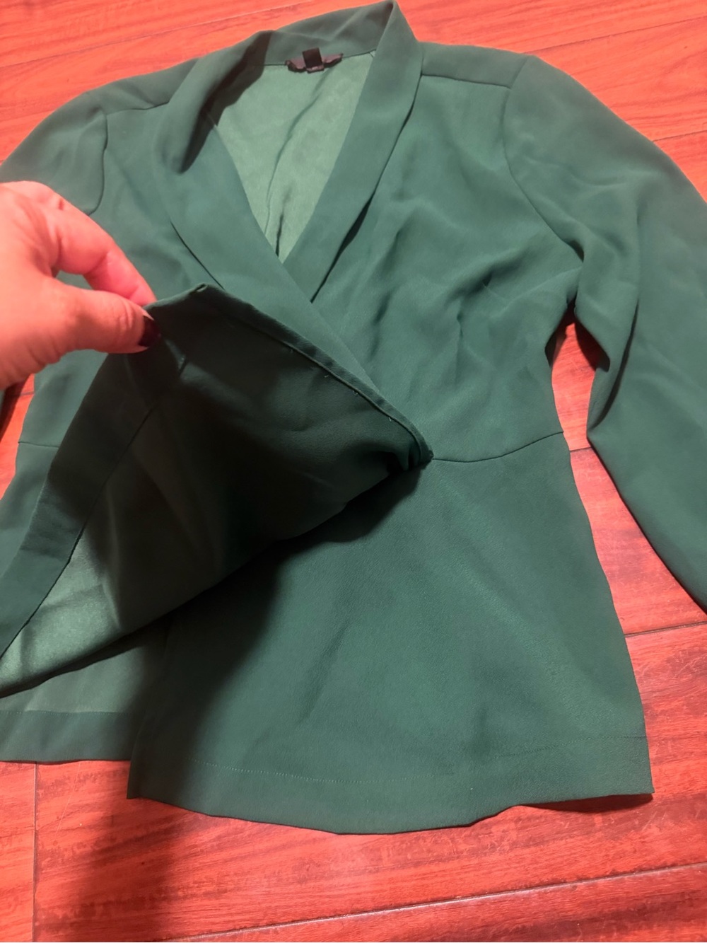 J. Crew Emerald Green Wrap Blouse - Picture 3 of 10
